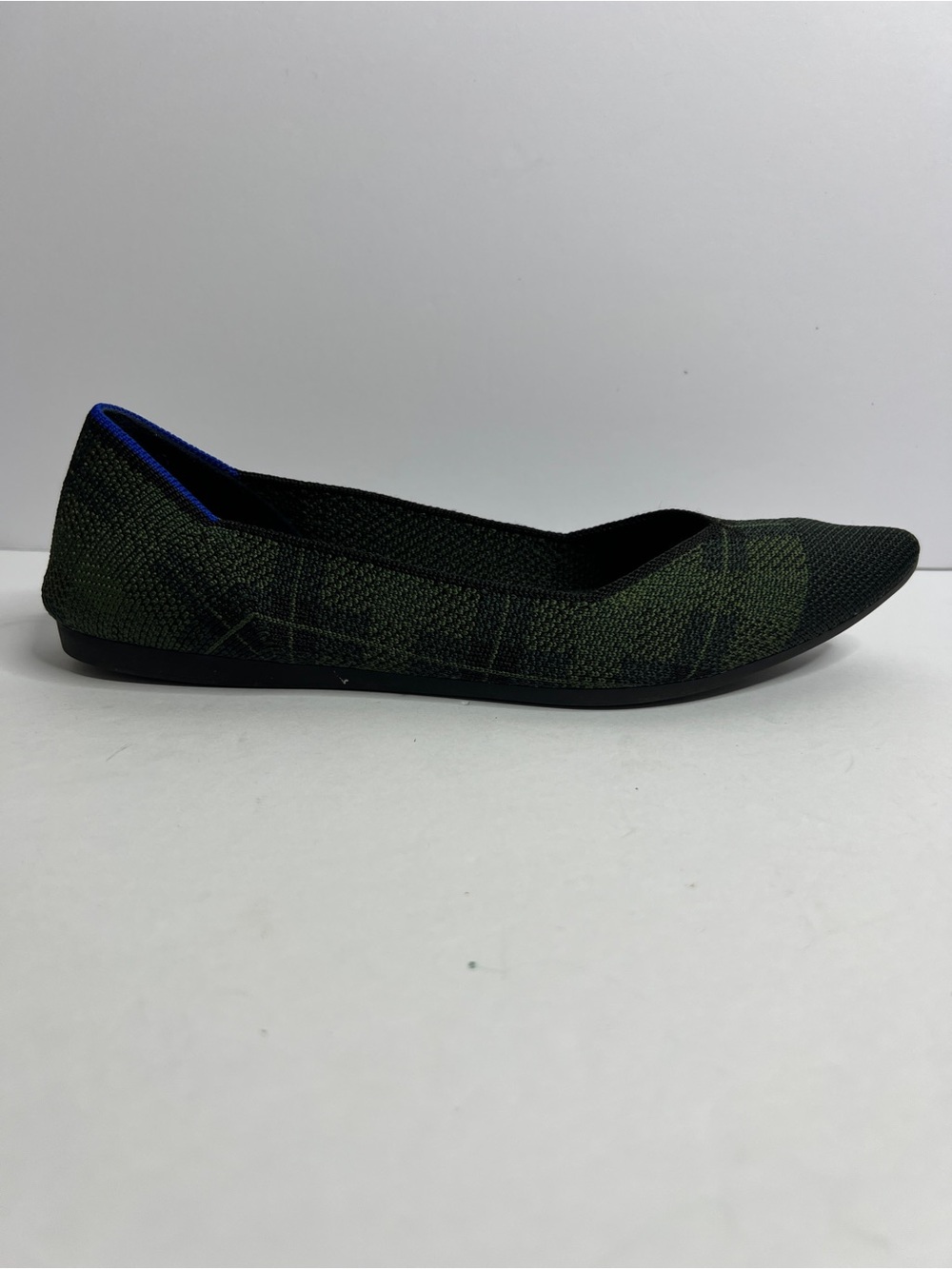 Rothy’s The Point Forest Green Plaid Pointed Toe Flats Size 7.5 - Picture 5 of 9